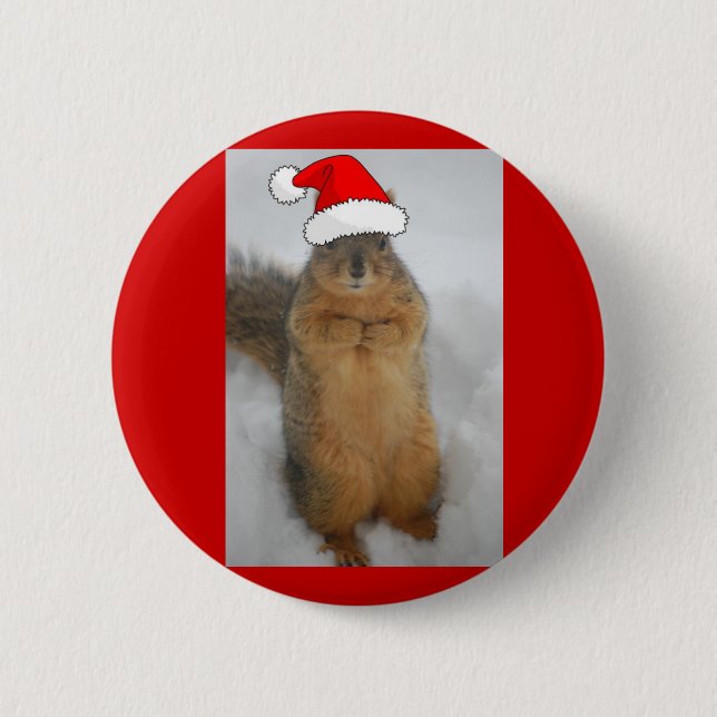 Weihnachtseichhörnchen Button (Vorderseite)