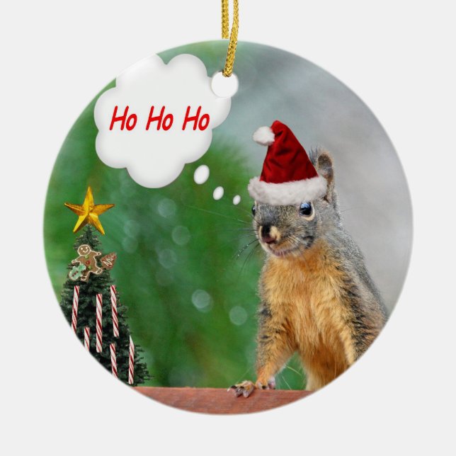 Weihnachtseichhörnchen Keramikornament (Vorne)