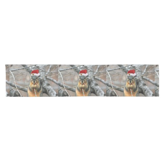 Weihnachtseichhörnchen Kurzer Tischläufer (Horizontal)