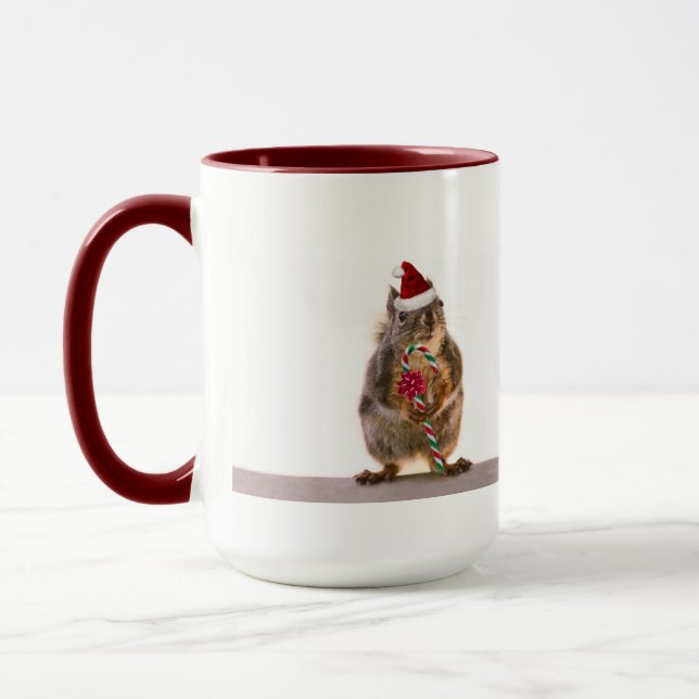 Weihnachtseichhörnchen mit Zuckerstange Tasse (Links)