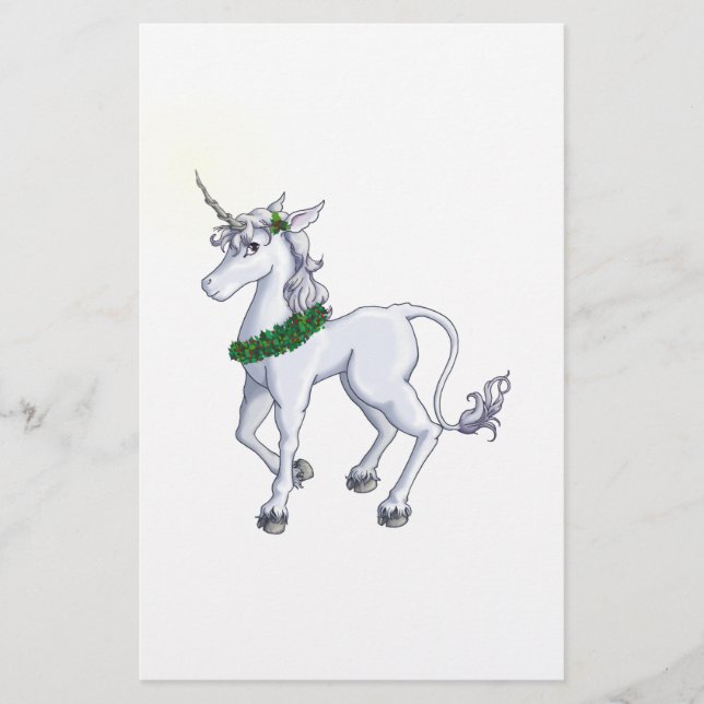 WeihnachtsEinhorn Briefpapier (Vorderseite)