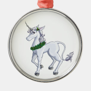 WeihnachtsEinhorn Silbernes Ornament