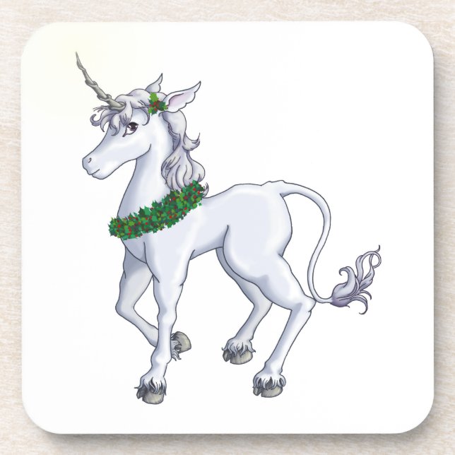 WeihnachtsEinhorn Untersetzer (Vorderseite)