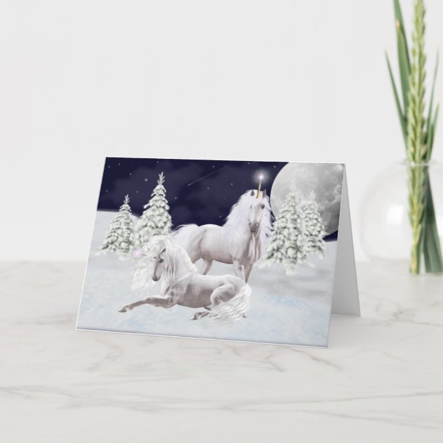 WeihnachtsEinhörner Feiertagskarte (Vorderseite)