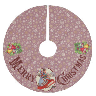 Weihnachtseinkäufe im viktorianischen Stil Lila Polyester Weihnachtsbaumdecke