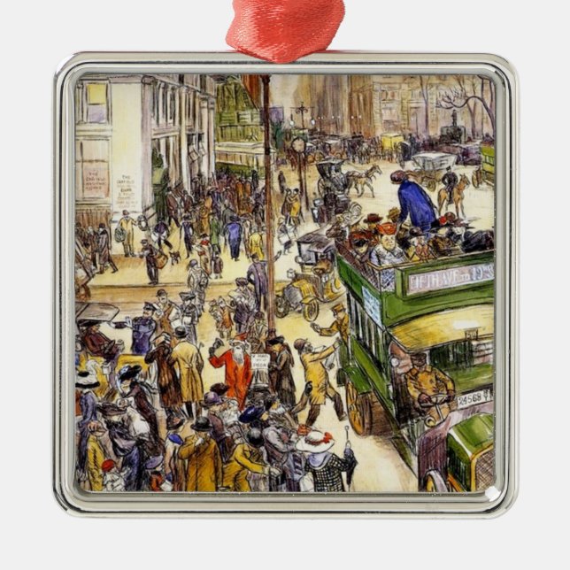 Weihnachtseinkäufer auf der Fifth Avenue (New York Ornament Aus Metall (Vorne)