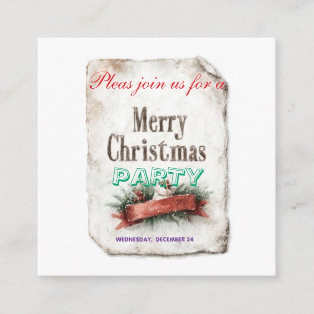 Weihnachtseinladungskarten Begleitkarte (Vorderseite)