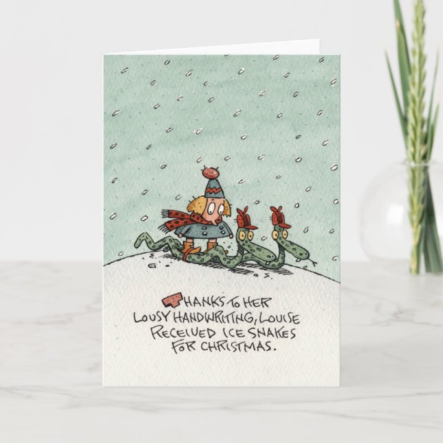 Weihnachtseis-Schlangen Feiertagskarte (Vorderseite)