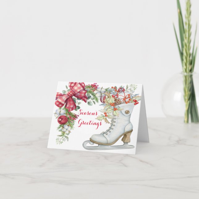 Weihnachtseis-Skate Feiertagskarte (Vorderseite)