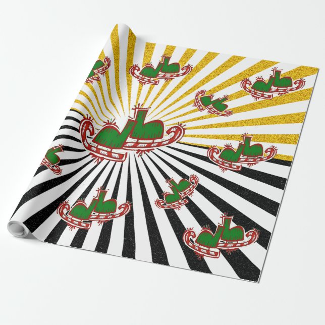 Weihnachtseis-Skate - Geschenkpapier (Ungerollt)