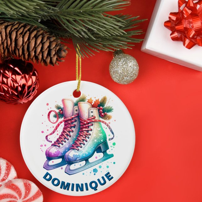 Weihnachtseis-Skate Zwitter-Schneeflocken Keramik Ornament (Von Creator hochgeladen)