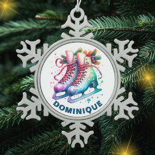 Weihnachtseis-Skate Zwitter-Schneeflocken Schneeflocken Zinn-Ornament
