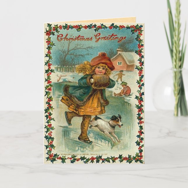 Weihnachtseis-Skaten-Card Feiertagskarte (Vorderseite)