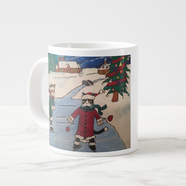 Weihnachtseis-Skaten Jumbo-Tasse (Vorderseite Links)