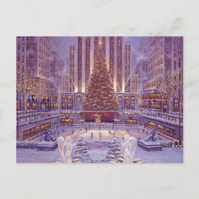 Weihnachtseis-Skaten Postkarte (Vorderseite)