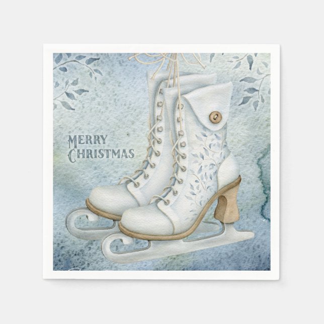 Weihnachtseis-Skaten Serviette (Vorderseite)