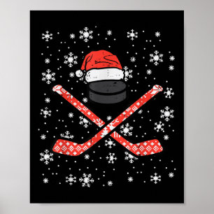 WeihnachtsEishockey Sticks Puck Xmas Sports Men B Poster