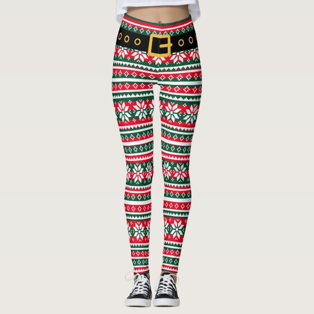 Weihnachtselbeine Funny Weihnachten Nordic Snowfla Leggings (Vorderseite)