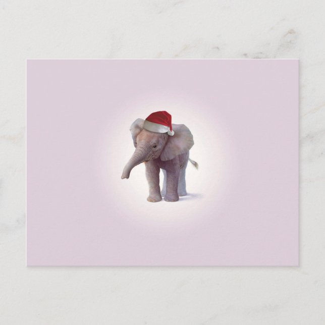 Weihnachtselefant-Baby-Weihnachtspostkarte Feiertagspostkarte (Vorderseite)