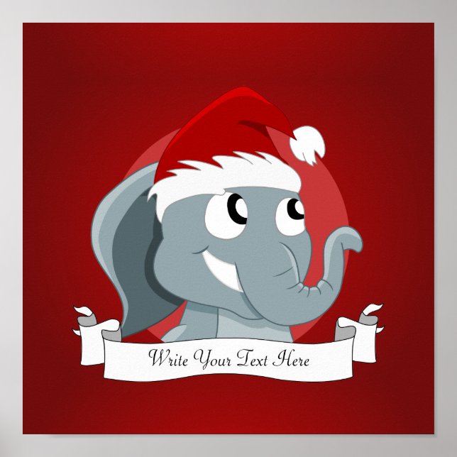 Weihnachtselefant-Cartoon Poster (Vorne)