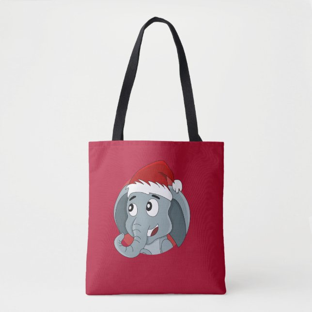 Weihnachtselefant Cartoon Tote Tag Tasche (Vorderseite)
