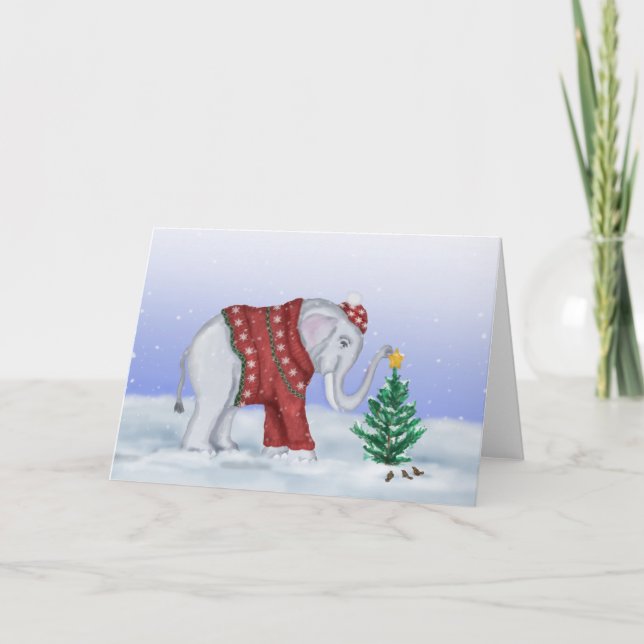 Weihnachtselefant-Karte Feiertagskarte (Vorderseite)