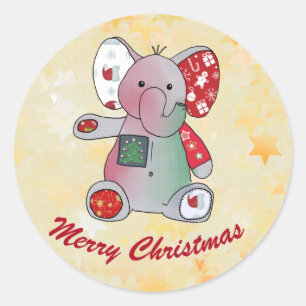 Weihnachtselefant mit Gold Runder Aufkleber