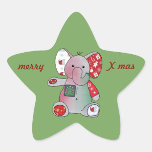 Weihnachtselefant Stern-Aufkleber