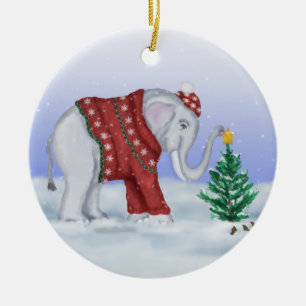 Weihnachtselefant-Verzierung Keramikornament