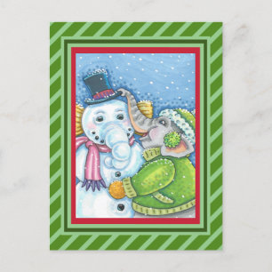 WEIHNACHTSELEFANTEN-GEBÄUDE CUTE DICKHAUT SCHNEEMA FEIERTAGSPOSTKARTE