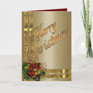 Weihnachtselegant-Karte Gold und rot Viktorianisch Feiertagskarte
