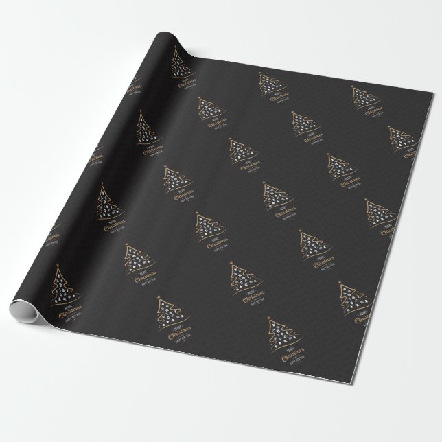 Weihnachtselegantes erstklassiges schwarzes Gold Geschenkpapier (Ungerollt)
