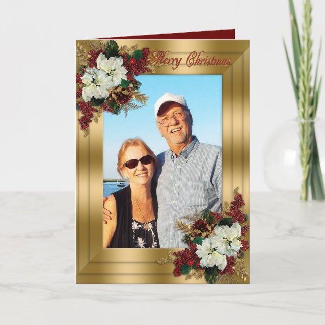 Weihnachtseleganz-Fotokarte Gold Feiertagskarte (Vorderseite)