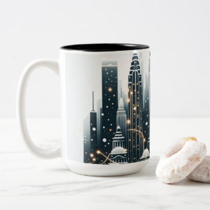 Weihnachtseleganz in New York - Anpassbare Weihnac Zweifarbige Tasse