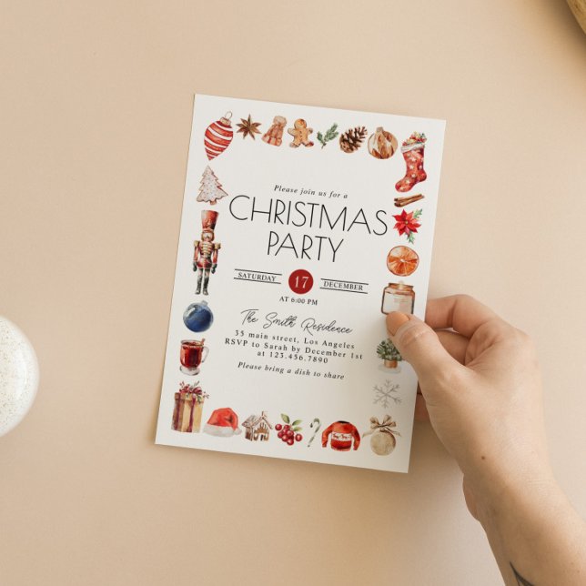 Weihnachtselemente-Abendessen im Wasser Party Einladung (Von Creator hochgeladen)