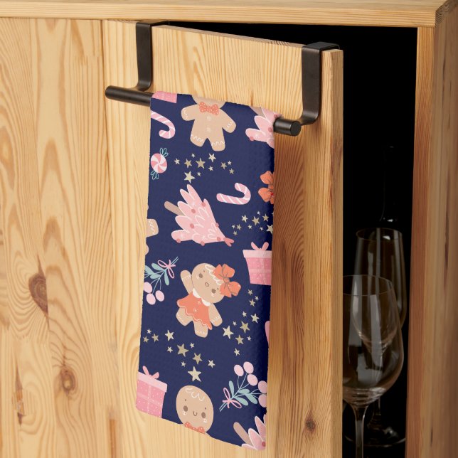 Weihnachtselemente für Navy Blue Geschirrtuch (Drittel gefaltet)