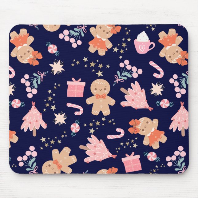 Weihnachtselemente für Navy Blue Mousepad (Vorne)