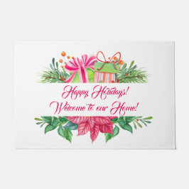 Weihnachtselemente glückliche Feiertage Fußmatte