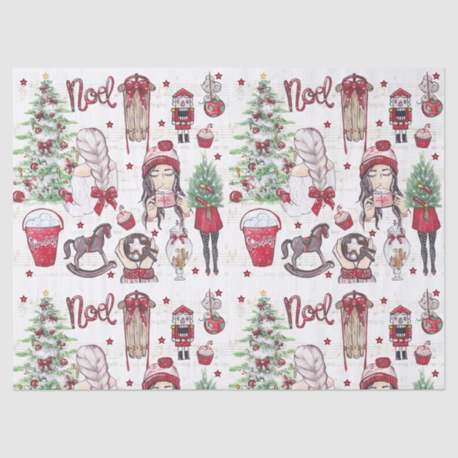 Weihnachtselemente in Aquarellen Seidenpapier (Vorderseite)