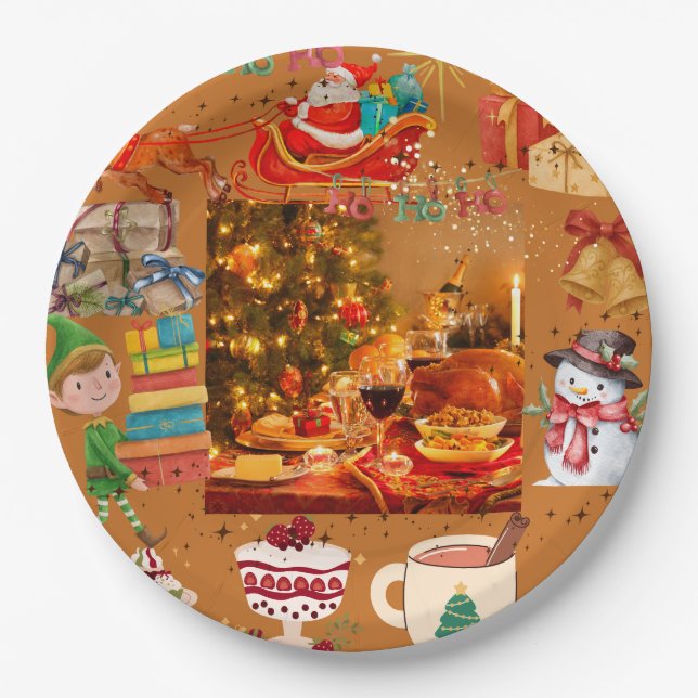 Weihnachtselemente Pappteller (Vorderseite)
