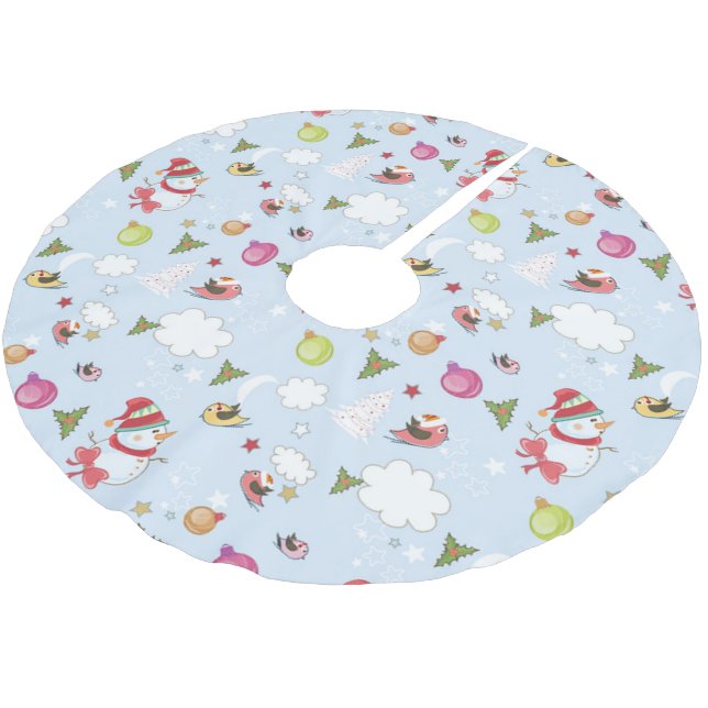 Weihnachtselemente Snowman Muster Baumrock Polyester Weihnachtsbaumdecke (Schrägansicht)
