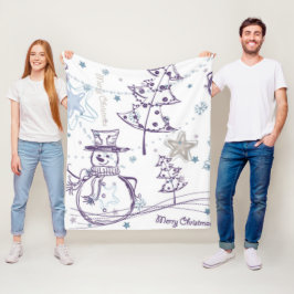 Weihnachtselemente Snowman Sketch Fleecedecke