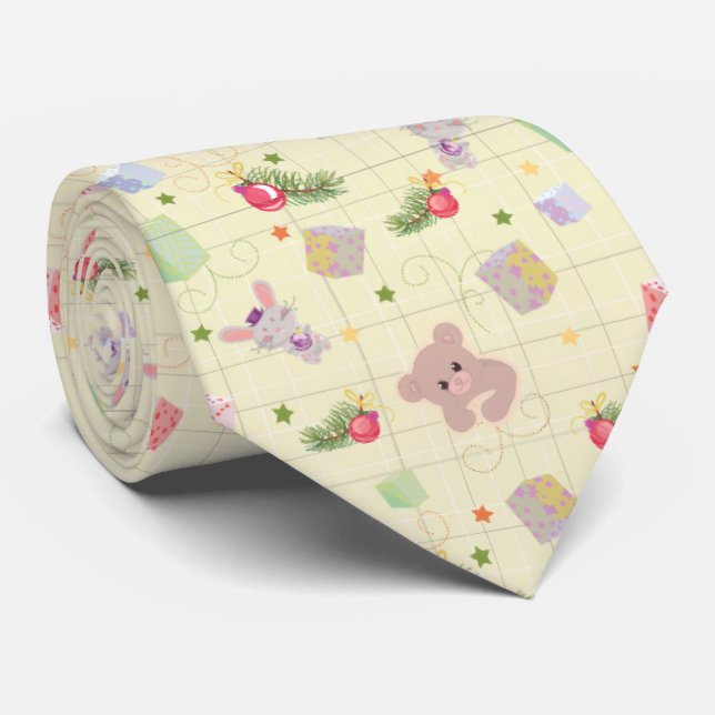 Weihnachtselemente Teddybär Krawatte (Gerollt)