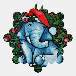 Weihnachtselephant Holly Ornament Karte