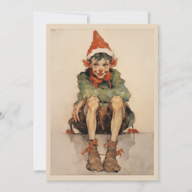 Weihnachtself 1 feiertagskarte (Vorderseite)