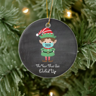 Weihnachtself 2020 Jahr, das Got hat Keramik Ornament