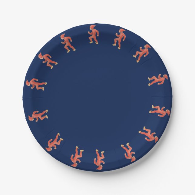 Weihnachtself auf blauem Hintergrund - Weihnachtsa Pappteller (Vorderseite)