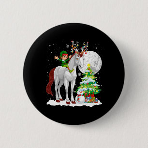Weihnachtself auf Rentierpferd Schneemann Weihnach Button