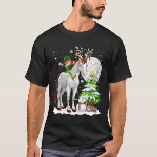 Weihnachtself auf Rentierpferd Schneemann Weihnach T-Shirt
