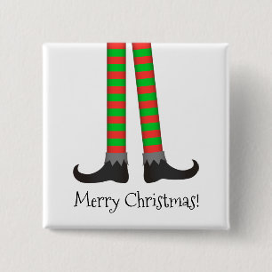 Weihnachtself-Bein-Knopf - gestreiftes Kostüm Button